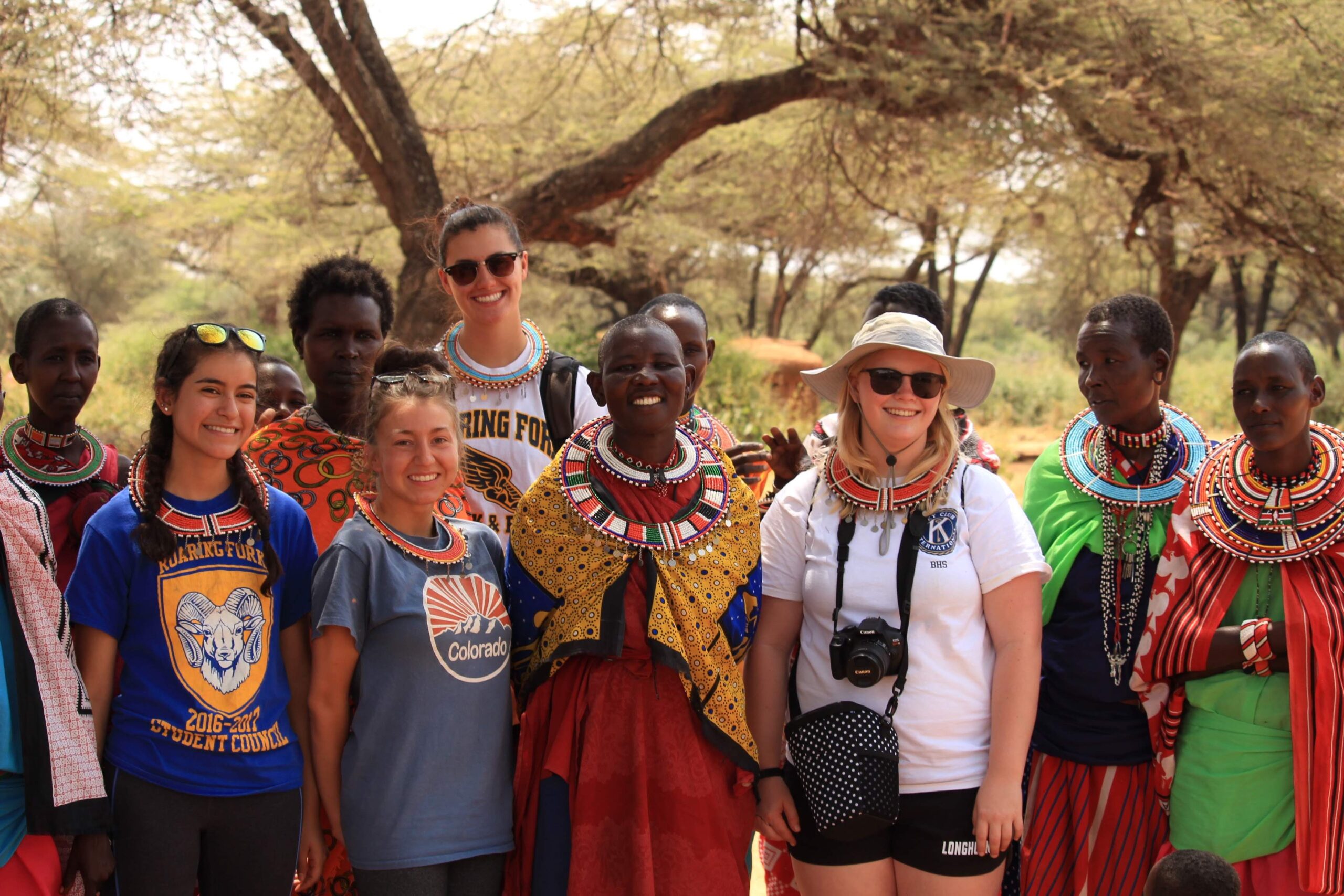 A group of young American students joined by members of the LEWA Wilderness Conservancy in northern Kenya.