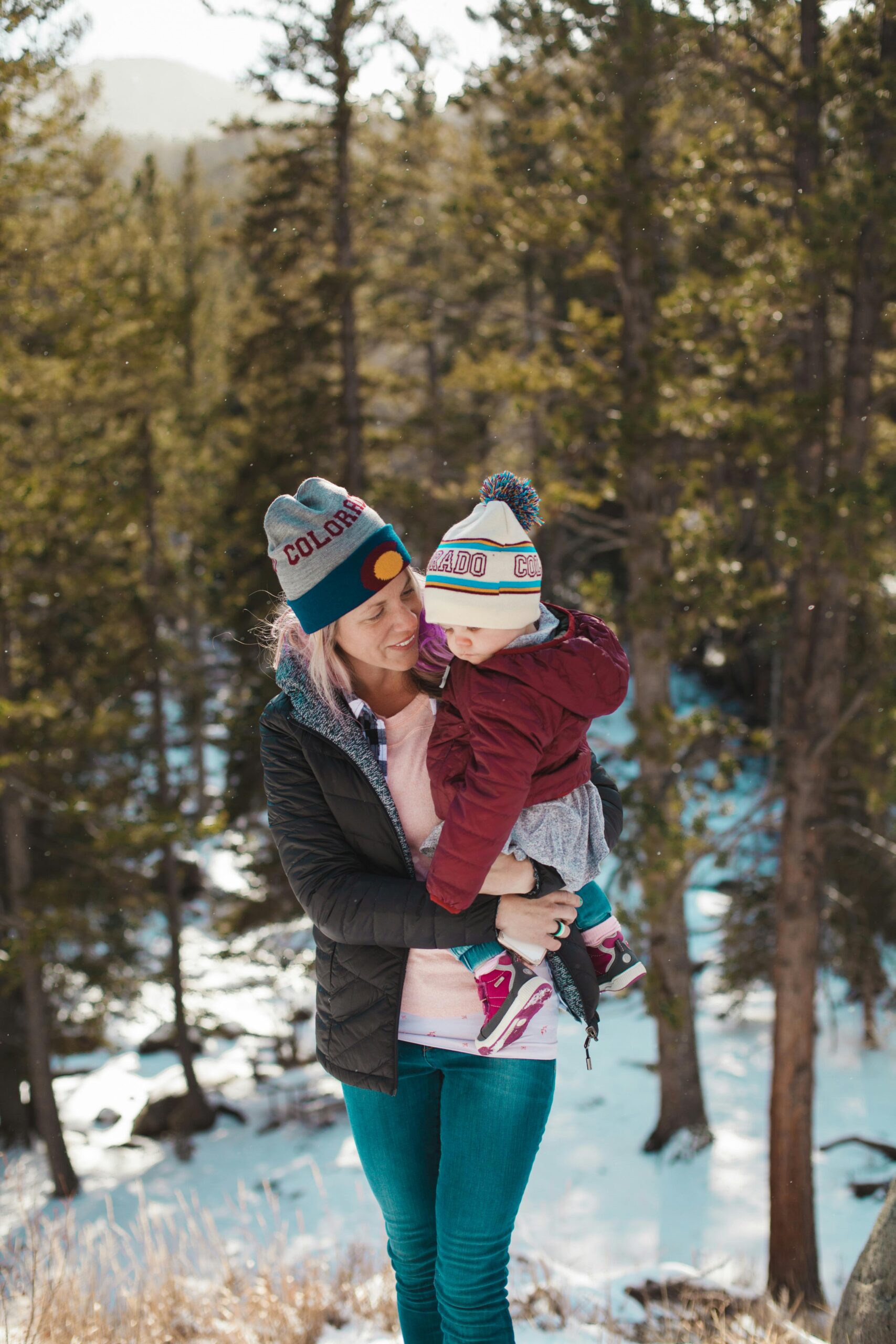 Mother and child in the mountains